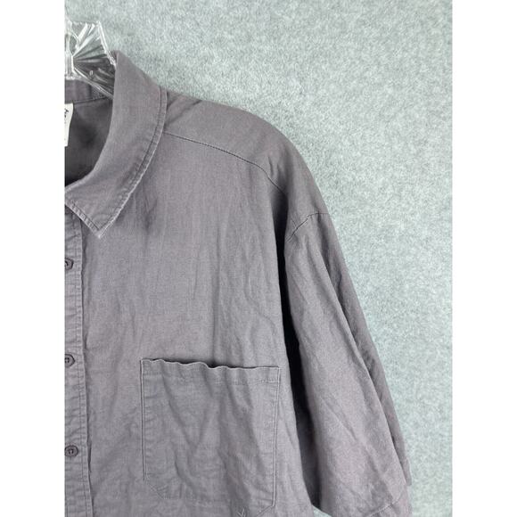 Aimeilgot Linen Shirt Men's 2XL Gray Short Sleeve‎ Button Up Summer Light Casual - Picture 3 of 9